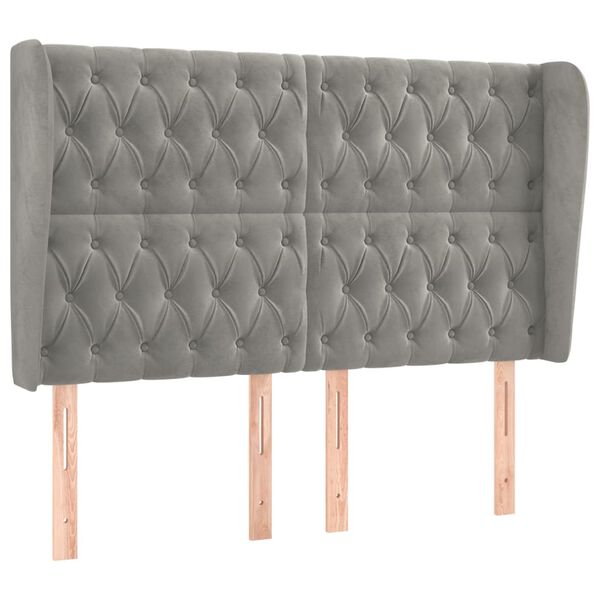 vidaXL Kopfteil mit Ohren Hellgrau 147x23x118/128 cm Samt