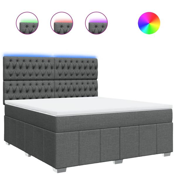 vidaXL Boxspringbett mit Matratze Dunkelgrau 180x200 cm Stoff