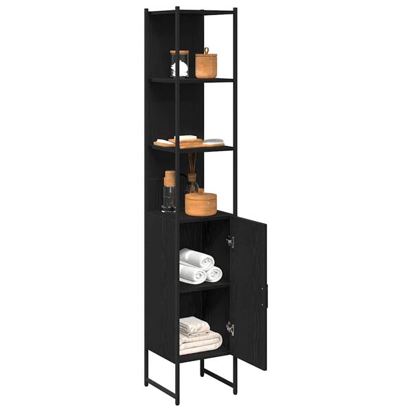 vidaXL Badezimmerschrank Schwarz Eichen-Optik 33 x 33 x 185,5 cm
