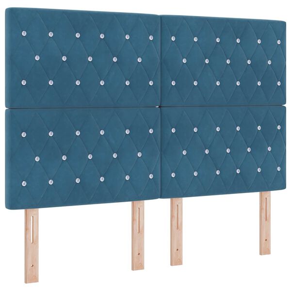 vidaXL Boxspringbett mit Matratze Dunkelblau 140 x 190 cm Samt