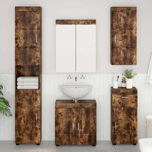 vidaXL Badezimmer-Wandschrank TULUM Ger&auml;ucherte Eiche Holzwerkstoff