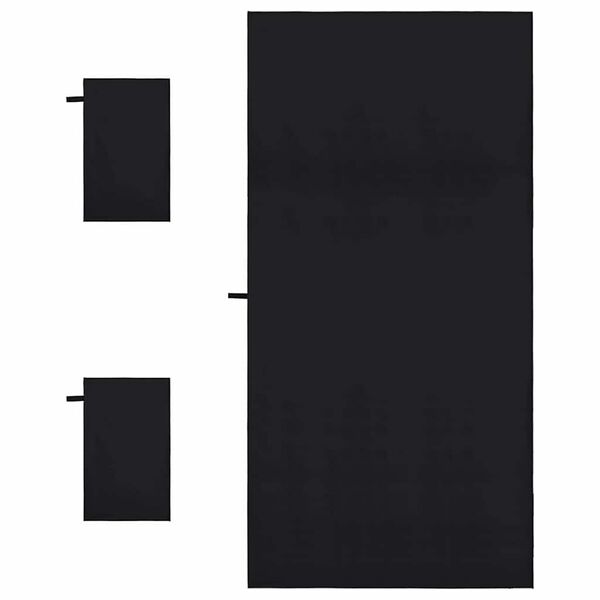 vidaXL Sporthandtuch Set 3 pcs Schwarz Polyester und Polyamid
