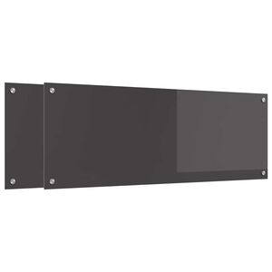 vidaXL K&uuml;chenr&uuml;ckwand 2 pcs Dunkelgrau 110 x 40 cm Geh&auml;rtetes Glas