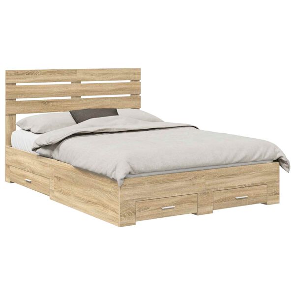 vidaXL Bettgestell mit Schubladen mit Kopfteil Holzwerkstoff