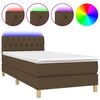vidaXL Boxspringbett mit Matratze & LED Dunkelbraun 90x200 cm Stoff