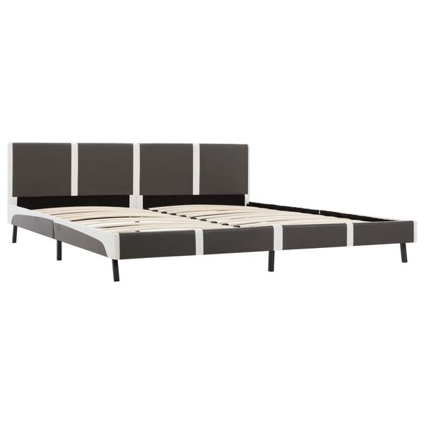 vidaXL Bettgestell Grau und Wei&szlig; Kunstleder 180 x 200 cm