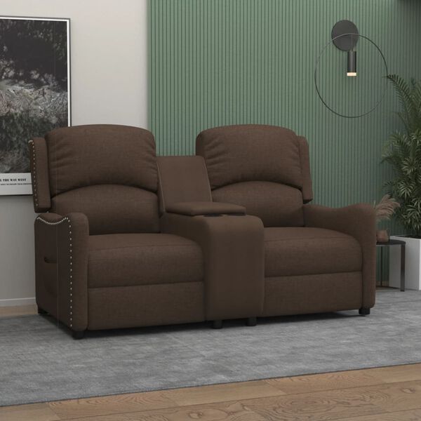 vidaXL Relaxsofa 2-Sitzer mit Getr&auml;nkehaltern Braun Stoff
