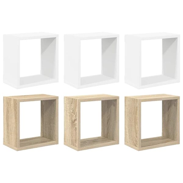 vidaXL W&uuml;rfelregale 6 Stk. Wei&szlig; und Sonoma-Eiche 26x15x26 cm