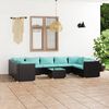 vidaXL 10-tlg. Garten-Lounge-Set mit Kissen Poly Rattan Schwarz