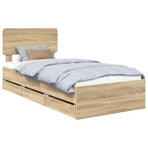 vidaXL Bettrahmen mit Kopfteil Sonoma-Eiche 75 x 190 cm Holzwerkstoff