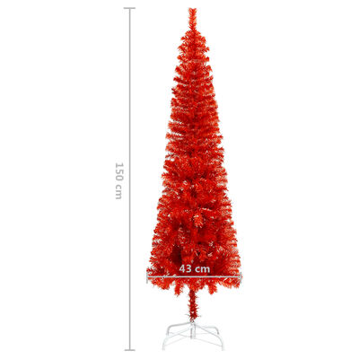 vidaXL Schlanker Weihnachtsbaum Rot 150 cm