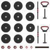 vidaXL 2-in-1 Kurzhantel Langhantel Set 30kg Schwarz und Rot