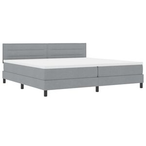 vidaXL Boxspringbett mit Matratze mit LED Hellgrau 200 x 200 cm Stoff