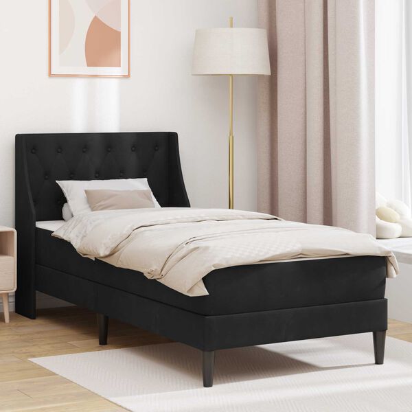 vidaXL Bettgestell mit Matratze mit Matratze Schwarz 80 x 200 cm Samt