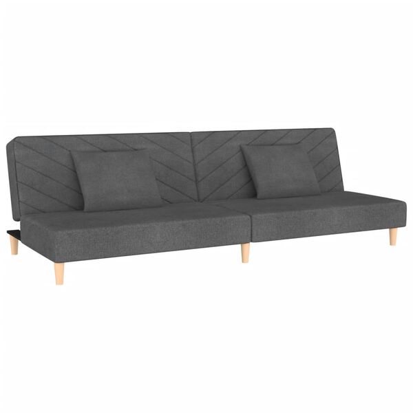vidaXL Schlafsofa 2-Sitzer mit 2 Kissen Dunkelgrau Stoff