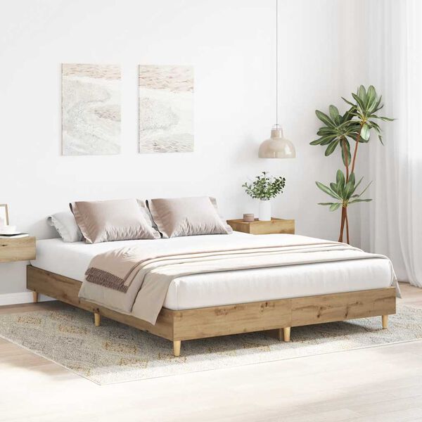 vidaXL Bettgestell ohne Matratze Artisan-Eiche 150x200cm Holzwerkstoff