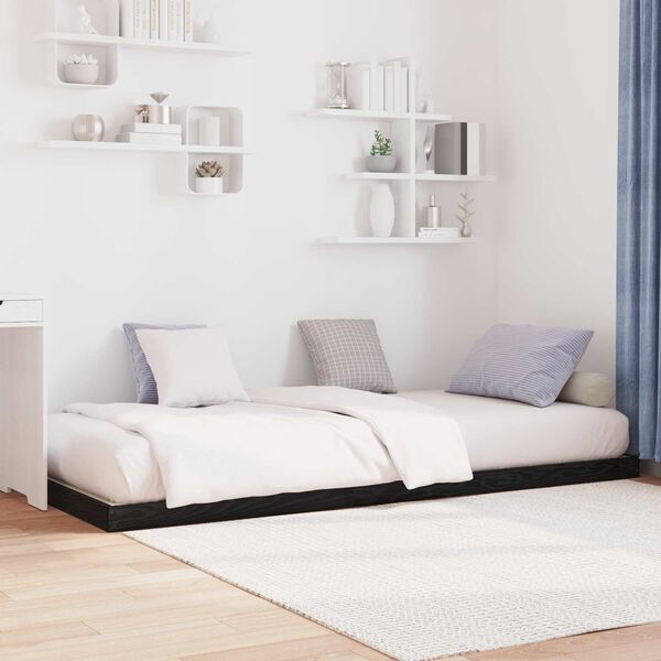 vidaXL Bodenbettrahmen Schwarz Eichen-Optik 71,5 x 190 cm