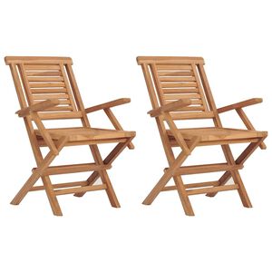 vidaXL Klappst&uuml;hle, 2 St&uuml;ck, 56 x 63 x 90 cm, Massivholz Teak