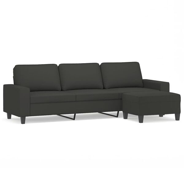 vidaXL 3-Sitzer-Sofa mit Hocker Dunkelgrau 210 cm Mikrofasergewebe