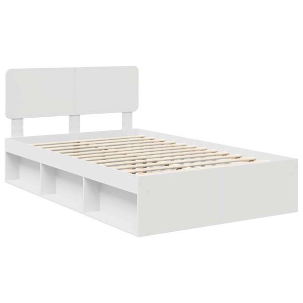 vidaXL Bettrahmen mit Kopfteil Wei&szlig; 135 x 190 cm Massives Kiefernholz