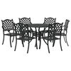 vidaXL Garten Essgruppe 7 pcs Schwarz Aluminium