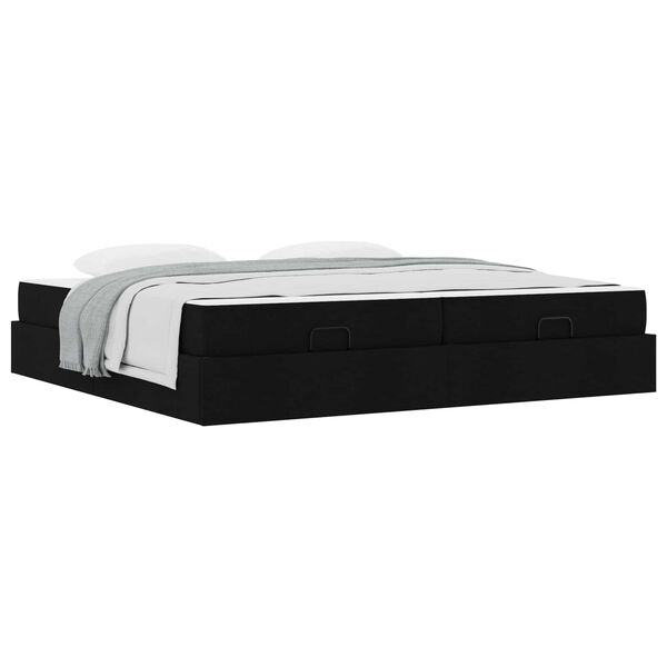 vidaXL Bettgestell mit Matratze mit Matratze 2 pcs Schwarz Stoff