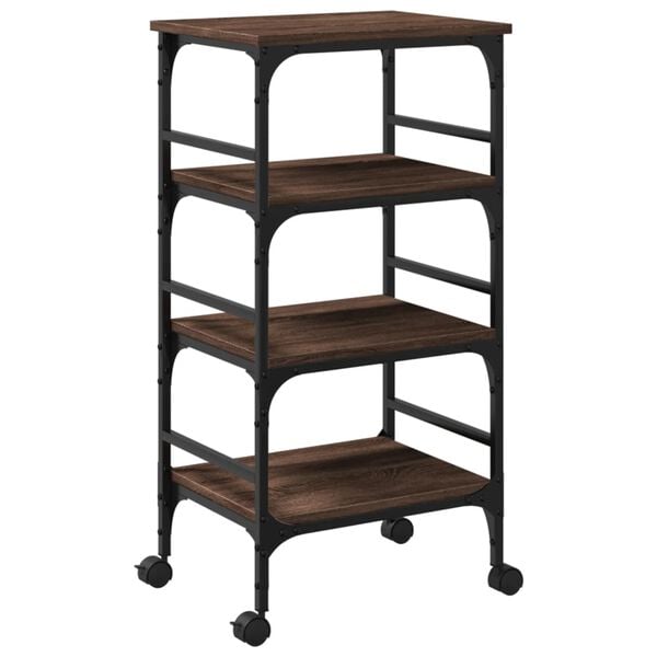 vidaXL K&uuml;chenwagen Braun Eichen-Optik 45x35x89,5 cm Holzwerkstoff