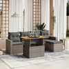 vidaXL 6-tlg. Garten-Sofagarnitur mit Kissen Grau Poly Rattan