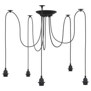 vidaXL Pendelleuchte mit 5 Fassungen E27 Schwarz Metall