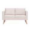 vidaXL 2-Sitzer-Sofa Stoff Cremewei&szlig;