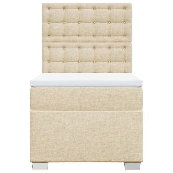 vidaXL Boxspringbett mit Matratze Creme 90x190 cm Stoff