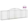 vidaXL Gabionen mit Hochbogen 13 Stk. 300x30x80/100cm Verzinktes Eisen