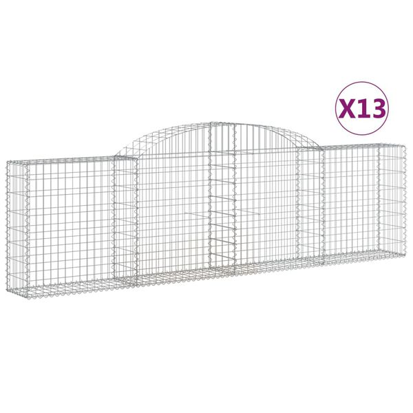 vidaXL Gabionen mit Hochbogen 13 Stk. 300x30x80/100cm Verzinktes Eisen