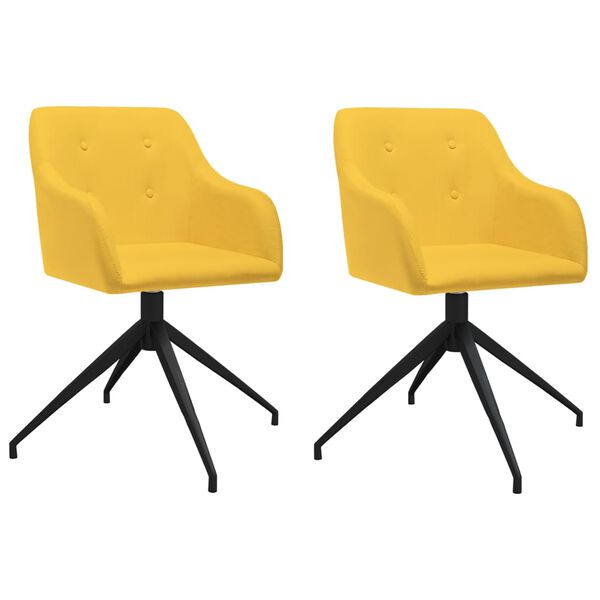 vidaXL Esszimmerst&uuml;hle 2 Stk. Drehbar Gelb Stoff