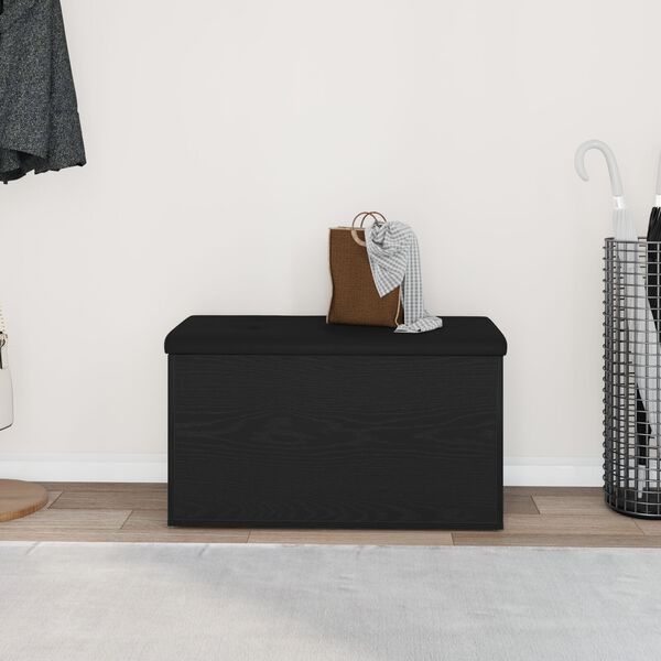 vidaXL Sitzbank mit Stauraum Schwarz Eichen-Optik 82 x 42 x 45 cm