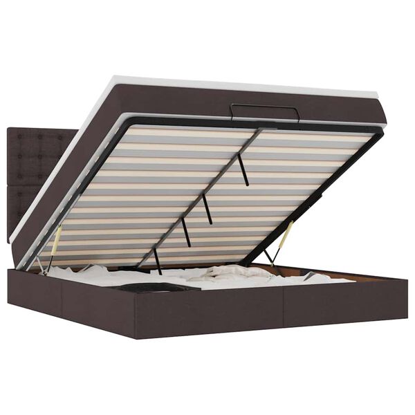 vidaXL Ottoman-Bett mit Matratze & LEDs Dunkelbraun 160x200 cm Stoff