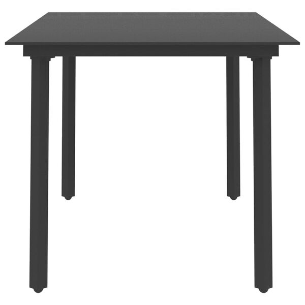 vidaXL Garten-Esstisch Schwarz 150x80x74 cm Stahl und Glas