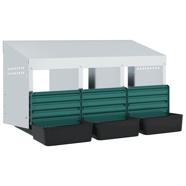 vidaXL H&uuml;hner-Nistkasten 3 F&auml;cher Wandmontage Verzinkter Stahl