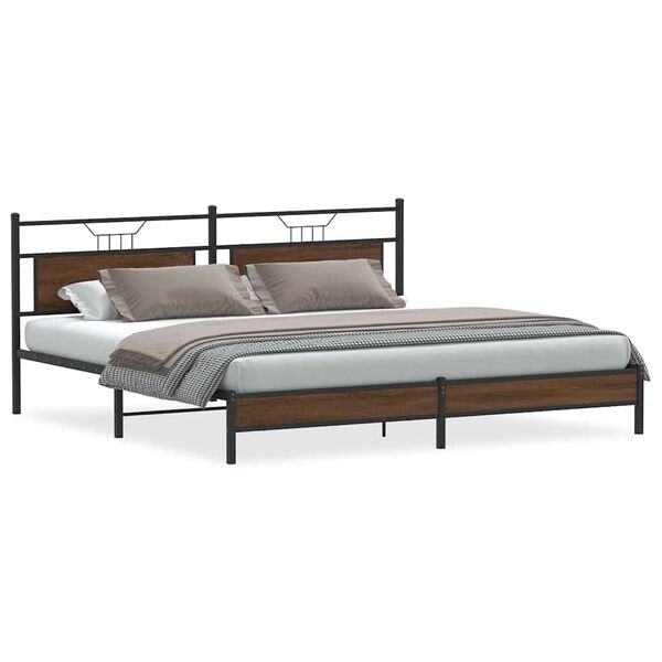 vidaXL Metallbett ohne Matratze Braun Eichen-Optik 200x200 cm