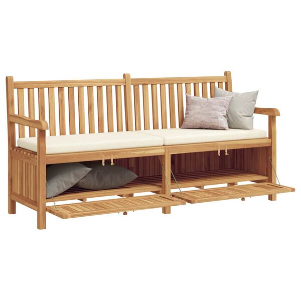 vidaXL Bank mit Speicher Braun 180 x 60 x 90 cm Massivholz Teak
