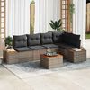 vidaXL Garten-Sofa-Set mit Kissen mit Speicher 6 pcs Grau Poly Rattan