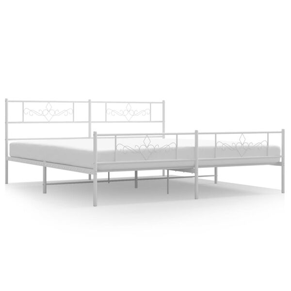 vidaXL Bettgestell mit Kopf- und Fu&szlig;teil Metall Wei&szlig; 180x200 cm