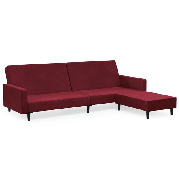 vidaXL Schlafsofa 2-Sitzer mit Fu&szlig;hocker Weinrot Samt