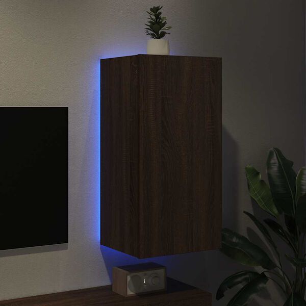 vidaXL TV-Wandschrank mit LED-Leuchten Braun Eichen-Optik 40,5x35x80cm