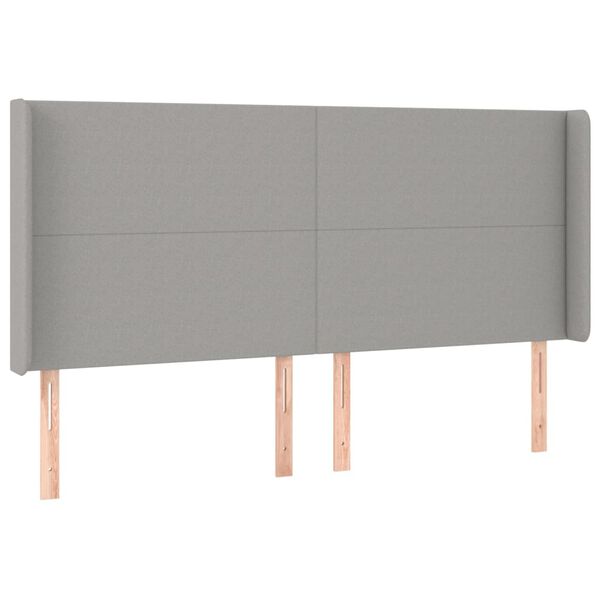vidaXL Kopfteil mit Ohren Hellgrau 183x16x118/128 cm Stoff
