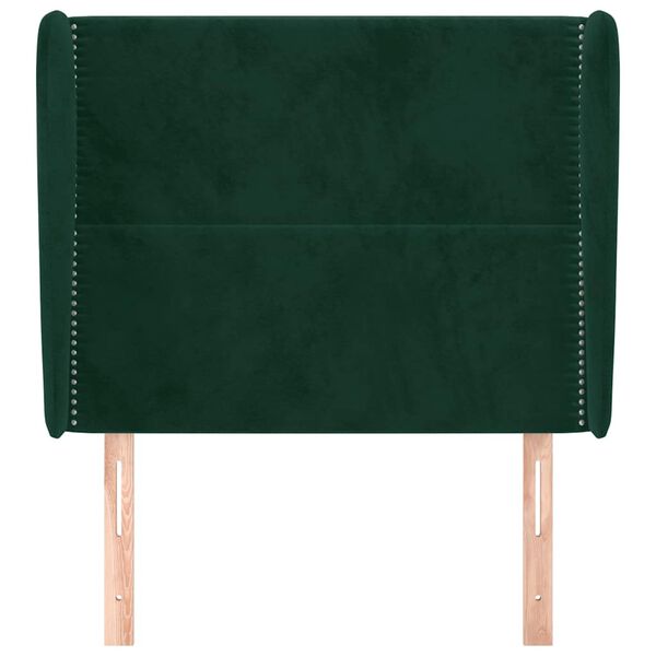 vidaXL Kopfteil mit Ohren Dunkelgr&uuml;n 93x23x118/128 cm Samt