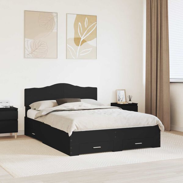 vidaXL Bettrahmen mit Kopfteil Schwarz 160 x 200 cm Holzwerkstoff
