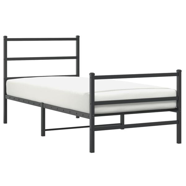 vidaXL Bettgestell mit Kopf- und Fu&szlig;teil Metall Schwarz 90x190 cm