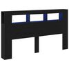 vidaXL LED Kopfteil Schwarz Eichen-Optik 180 x 18,5 x 103,5 cm