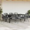 vidaXL 9-tlg. Garten-Essgruppe mit Kissen Schwarz Poly Rattan Glas